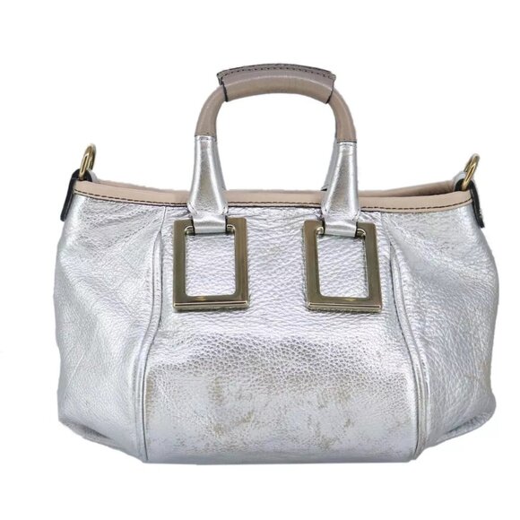 Chloe Etel Hand Bag Leather 2way Silver Auth - Picture 2 of 16